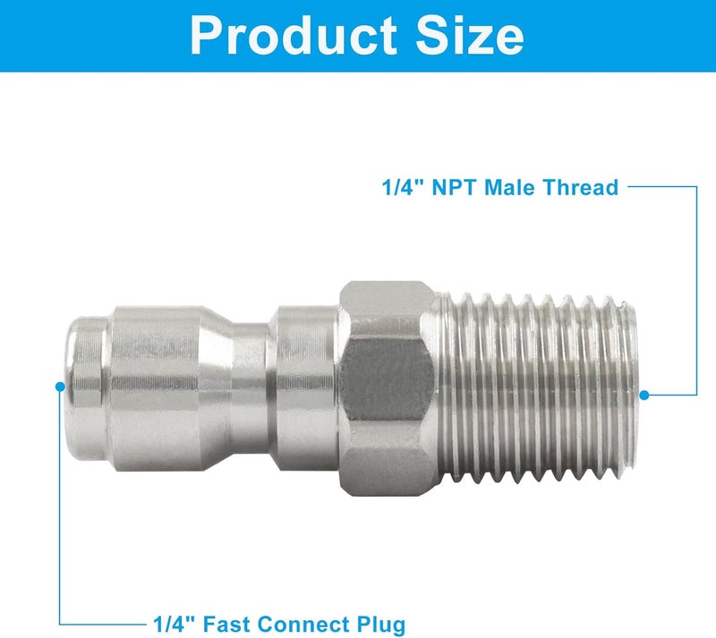 SOVNSG 3 Pcs Pressure Washer Coupler, Quick Connect Plug Male NPT Fitting, Durable Plug for Outdoor Cleaning/Homeowners - Image 3